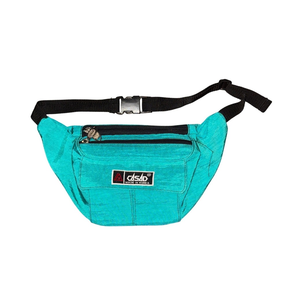 Vintage Casad Teal Fanny Pack Nylon Waist Bum Bag‎ Retro Gorpcore Granola 80s